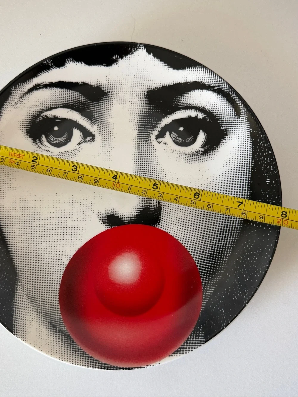 Decorative Art Plate Woman Face Red Bubble Pop Art Wall Decor 8”